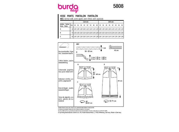 Burda 5808 - Bukse & Shorts