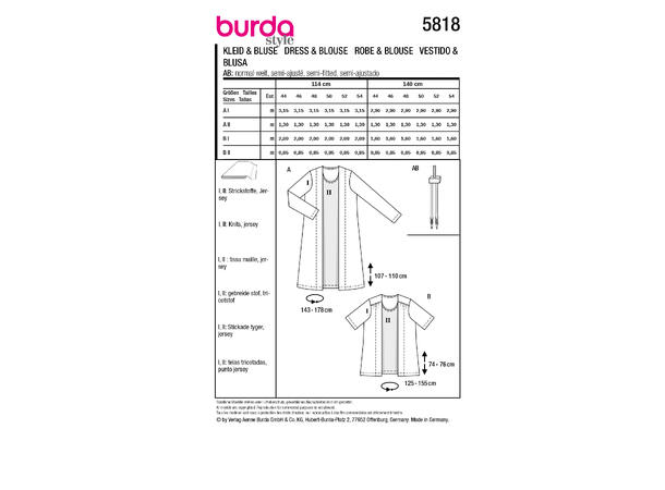 Burda 5818 - Jakke med bluse