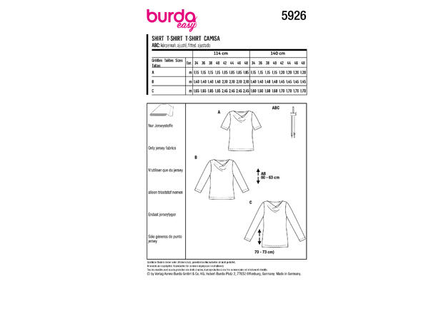 Burda 5926  Genser og T-skjorte