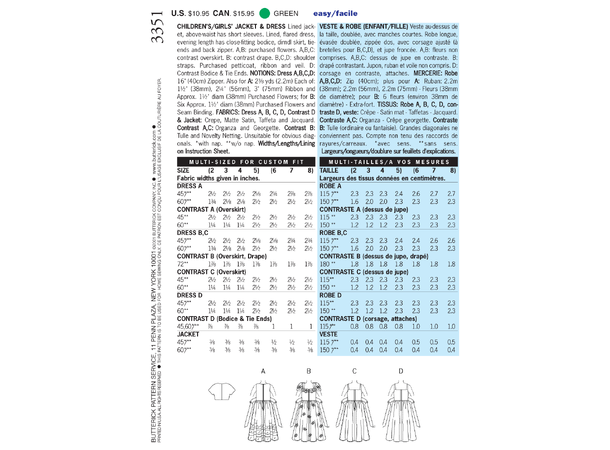 Butterick 3351 - Brudepikekjole