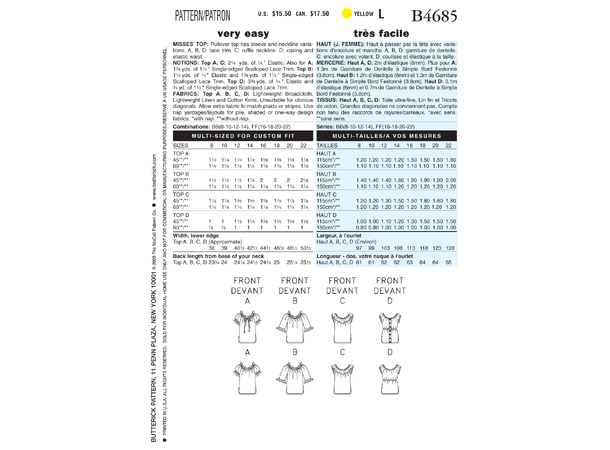 Butterick 4685, topp