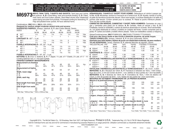 McCall's 6973 - T-skjorte, singlet og shorts.