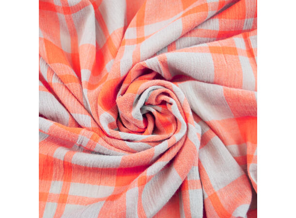 Rutete viskose, 100% Viskose // Oransje & grå