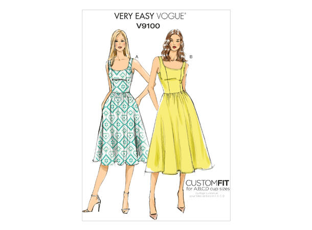 Vogue 9100 - Kjole med prinsessesømmer.