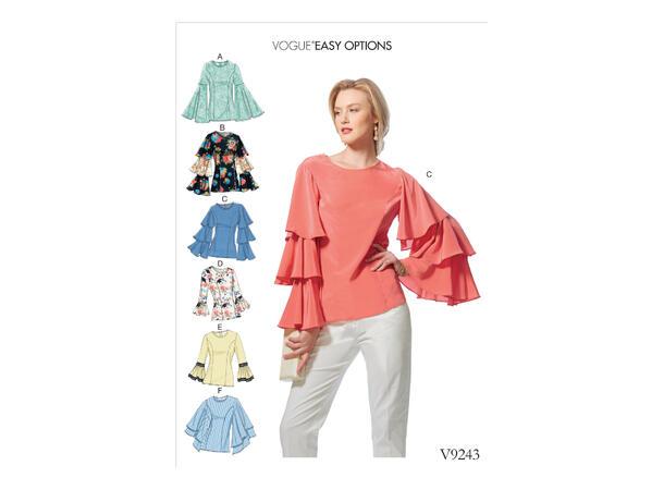Vogue 9243 - Topp med vide ermer.