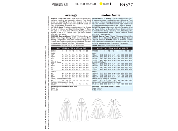 Butterick 4377- historisk kjole og kappe