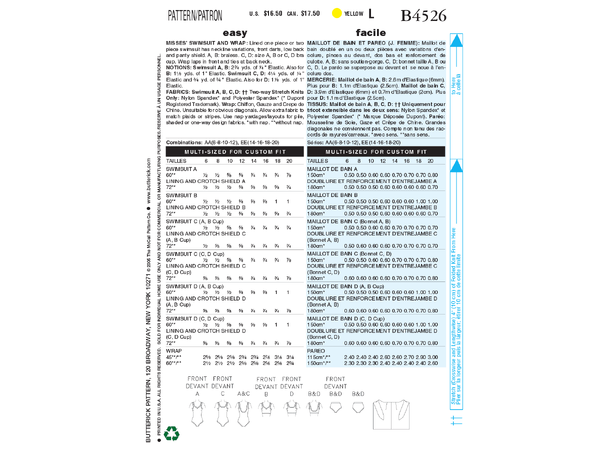 Butterick 4526, Badetøy og omslagskjole