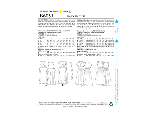 Butterick 6051- kjole til dame