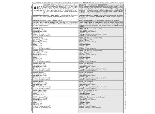 McCall's 4123 - Nakke- og ryggstøtte.
