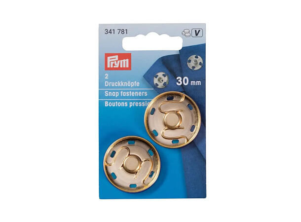 Trykknapper til å sy på 2 stk x 30 mm gull
