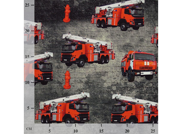 Trykt bomullsjersey, Brannbiler