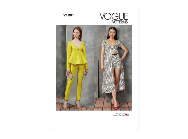 Vogue 1901 - Sett med topp, shorts og bukse.