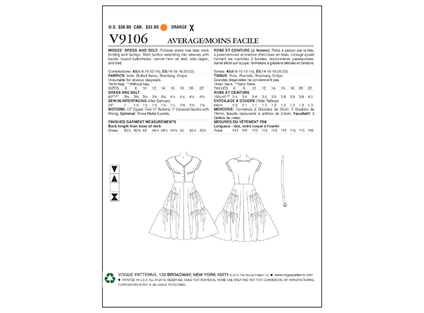 Vogue 9106 - Vintage kjole.