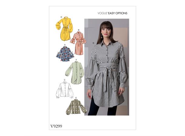 Vogue 9299 - Skjorte, skjortekjole A5 (6-8-10-12-14)