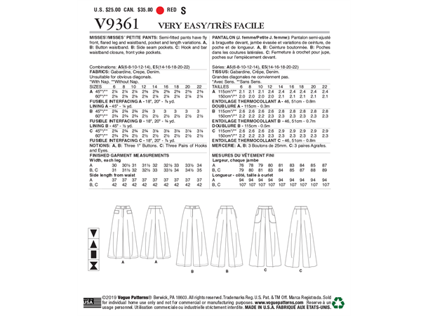 Vogue 9361 - Vide bukser A5 (6-8-10-12-14)
