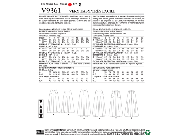 Vogue Patterns V1879A5 Abito da donna, A5 (6 8 10 12 14