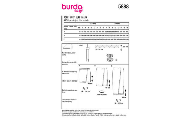 Burda 5888 - Skjørt