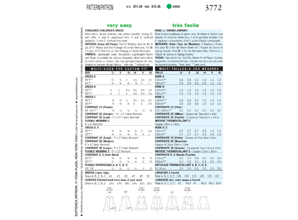 Butterick 3772 - Kjoler til barn