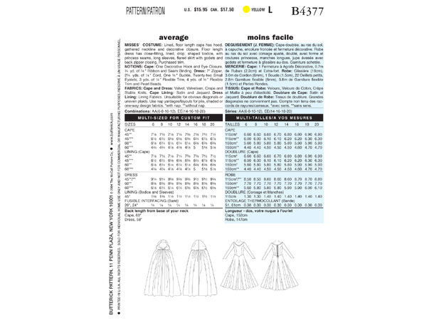 Butterick 4377- historisk kjole og kappe
