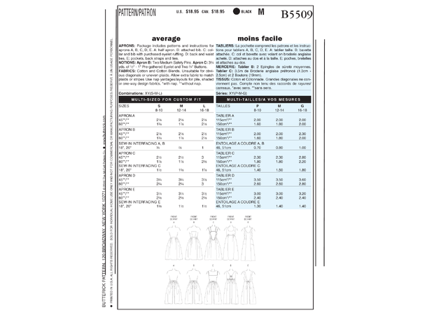 Butterick 5474- Historisk forkle til dame