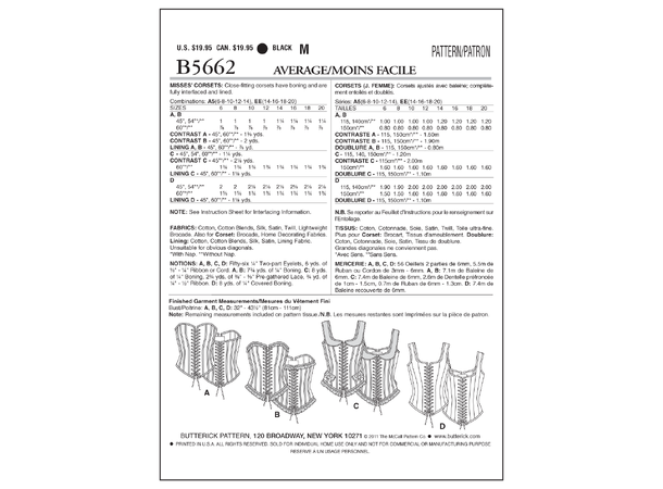 Butterick 5662- Historiske korsett