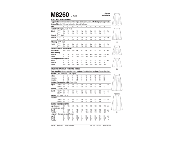 McCall's 8260 - Skjørt, shorts og Culotte.