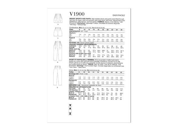 Vogue 1900 - Bukse og shorts.