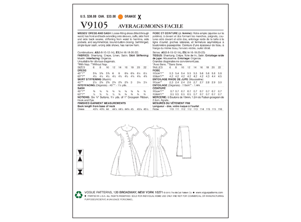 Vogue 9105 - Vintage kjole.