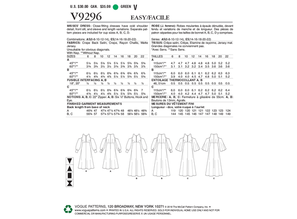 Vogue 9296 - Kjole.