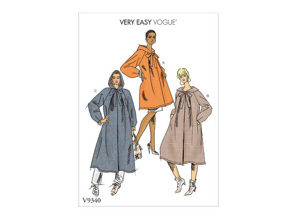 Vogue 9340 -Kåpe med hette.