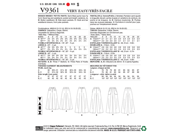 Vogue 9361 - Vide bukser.