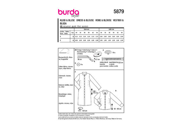 Burda 5879 - Bluse og Kjole