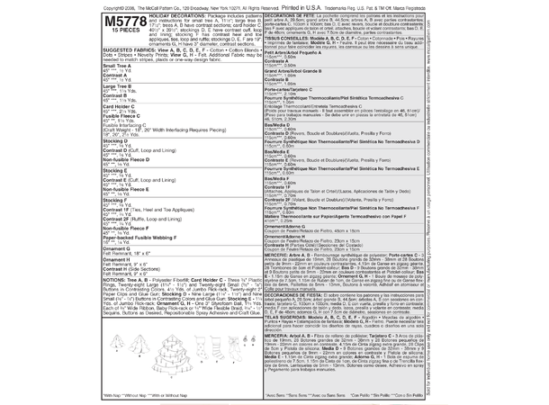 McCall's 5778 - Juledekorasjoner