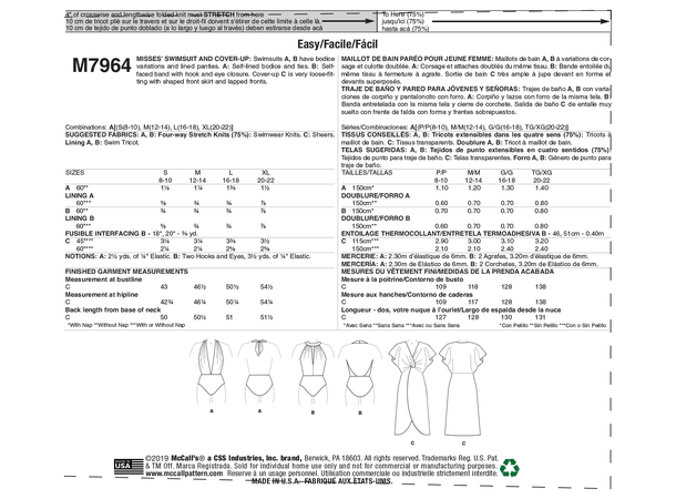 McCall's 7964 - Badedrakt og cover-up.