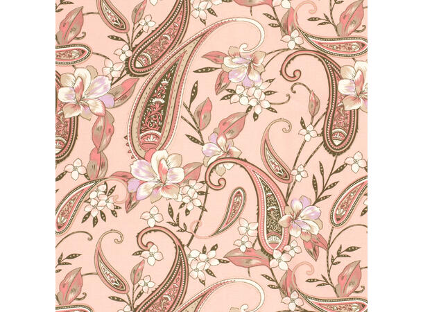 Mønstret Viskose Paisley Pink