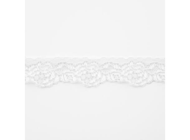 Strikk med blondekant, 20mm hvit