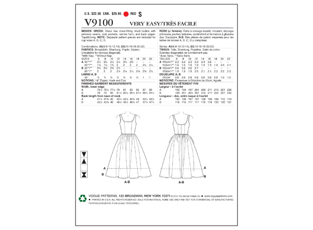 Vogue 9100 - Kjole med prinsessesømmer.