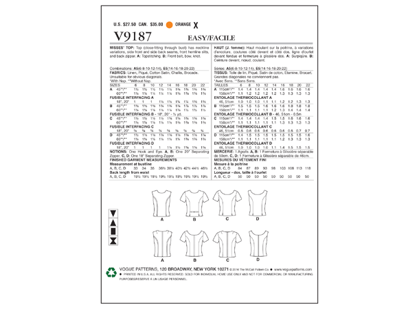 Vogue 9187 - Vintage topp.