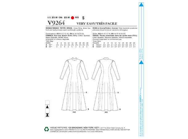 Vogue 9264 - Kjole med høy hals.