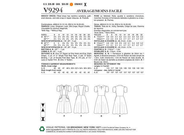 Vogue 9294 - Vintage Kjole.