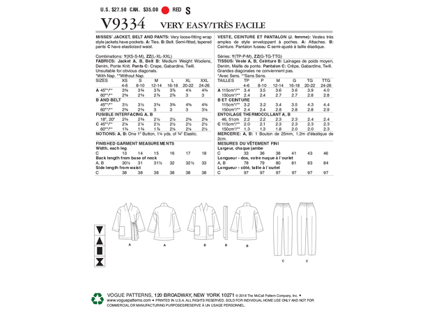 Vogue 9334 - Jakke og bukse.
