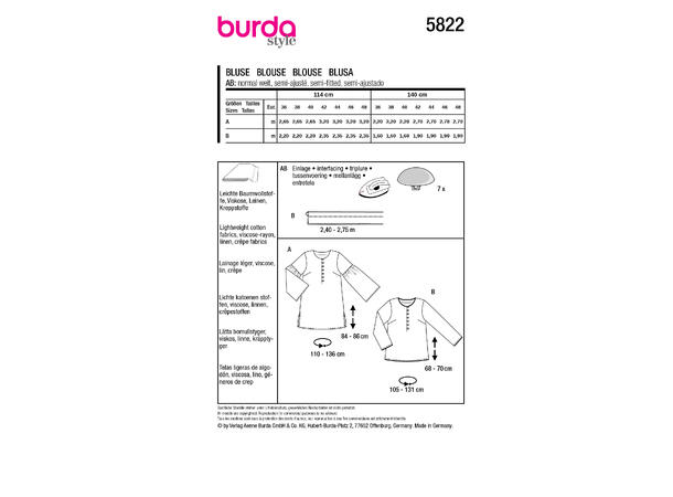 Burda 5822 - bluse