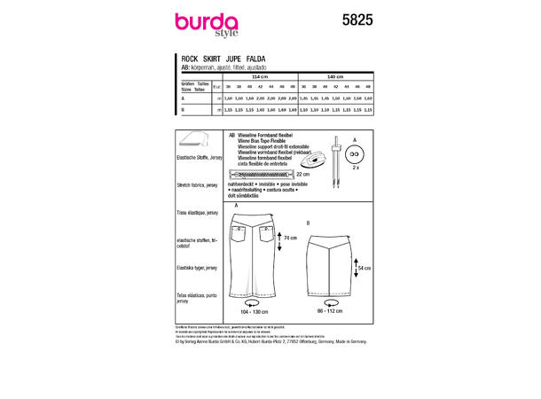 Burda 5825 - Skjørt