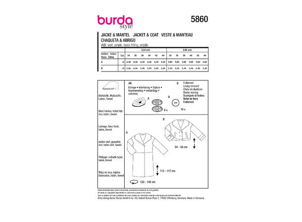 Burda 5860 - Kåpe og Jakke