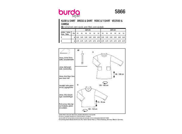 Burda 5866 - Kjole og genser