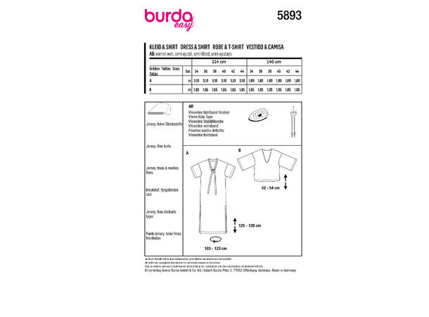 Burda 5893 - Kjole og t-skjorte