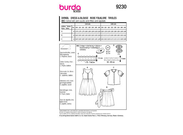 Burda 9230 - Kjole med bluse og forkle