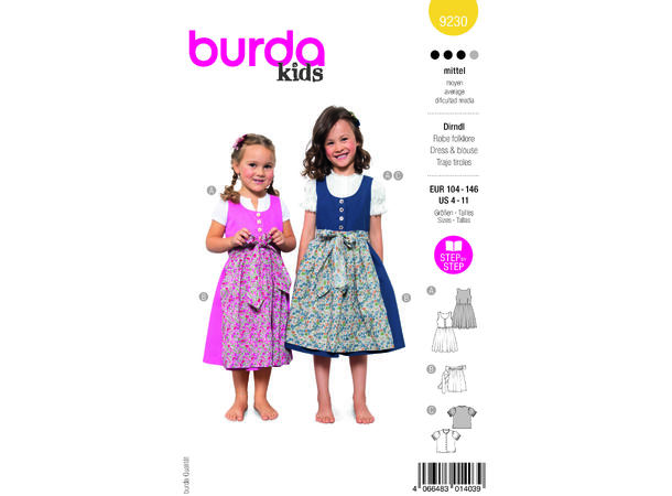 Burda 9230 - Kjole med bluse og forkle