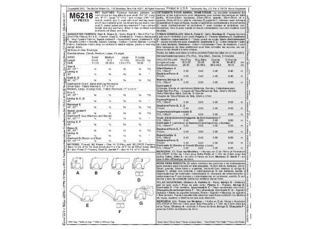 McCall's 6218 - Hundejakker.