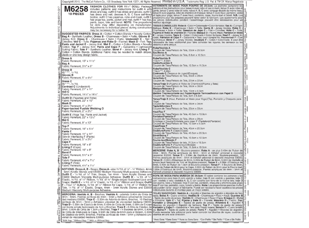 McCall's 6258 - Dukkeklær.